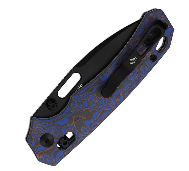 Kizer Outposter Clutch Lock – Nitro-V / Blue & Brown Micarta