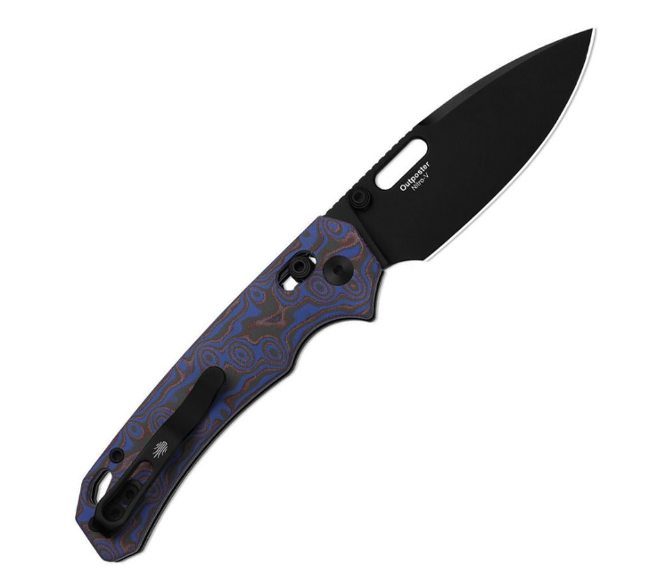 Kizer Outposter Clutch Lock – Nitro-V / Blue & Brown Micarta