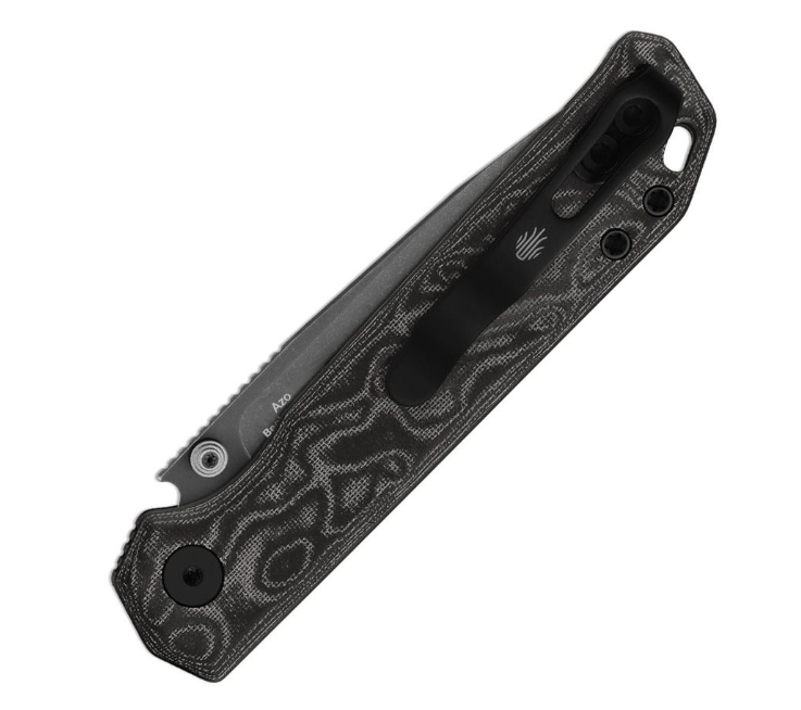 Kizer Begleiter Button Linerlock – Gray PVD / Black Micarta