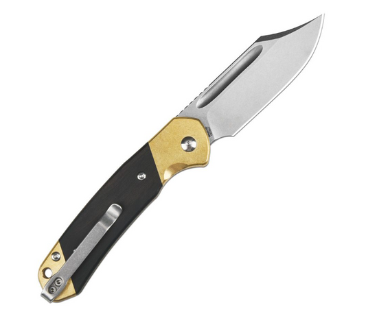 CJRB Bowie Pyrite Slip Joint – AR-RPM9 / Black Wood & Brass