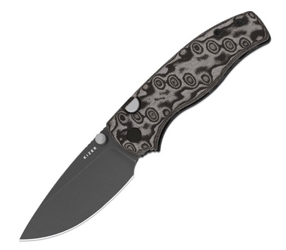 Kizer Glaux – Gray PVD 14C28N / Black Vortex Micarta