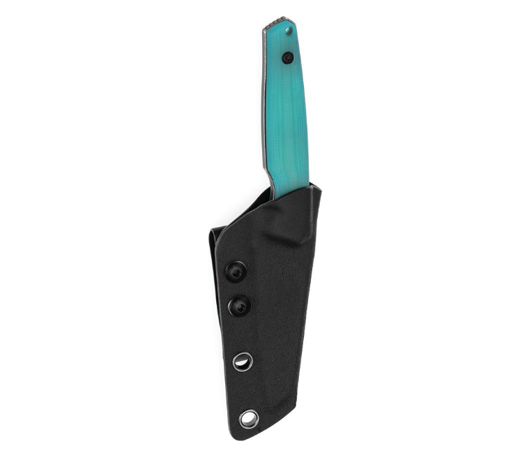 Tenable Parr Fixed Blade – BlackWash 14C28N / Tiffany Blue G10