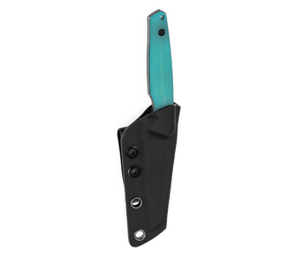 Tenable Parr Fixed Blade – BlackWash 14C28N / Tiffany Blue G10