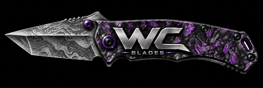 WCBlades Damascus Knife Sticker – Purple Carbon